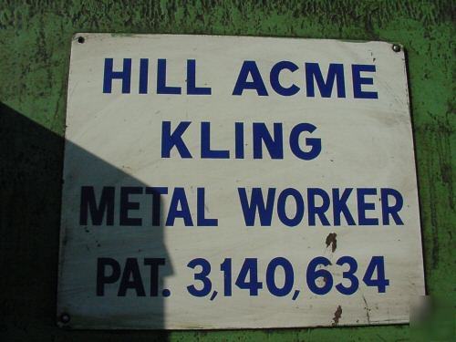 125 ton hill acme kling iron worker #7 nice metal unit