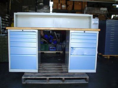 Lista vidmar 12 drawer workbench w/riser tool cabinet