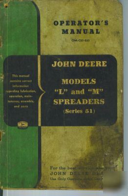 1952 john deere l & m spreaders operator's manual 