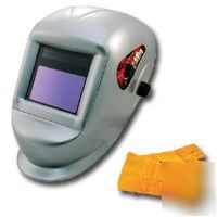 Deluxe solar auto-darkening welding helmet & gloves