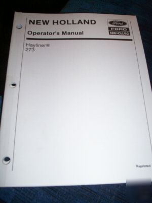 New holland 273 hayliner operator's manual