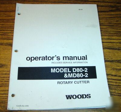 Woods D80-2 MD80-2 rotary mower cutter operators manual